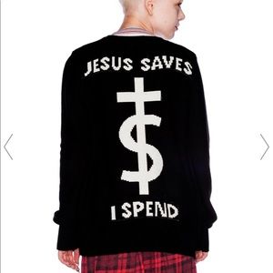 🙏🏻UNIF Cardigan Jesus saves, I spend. Size small